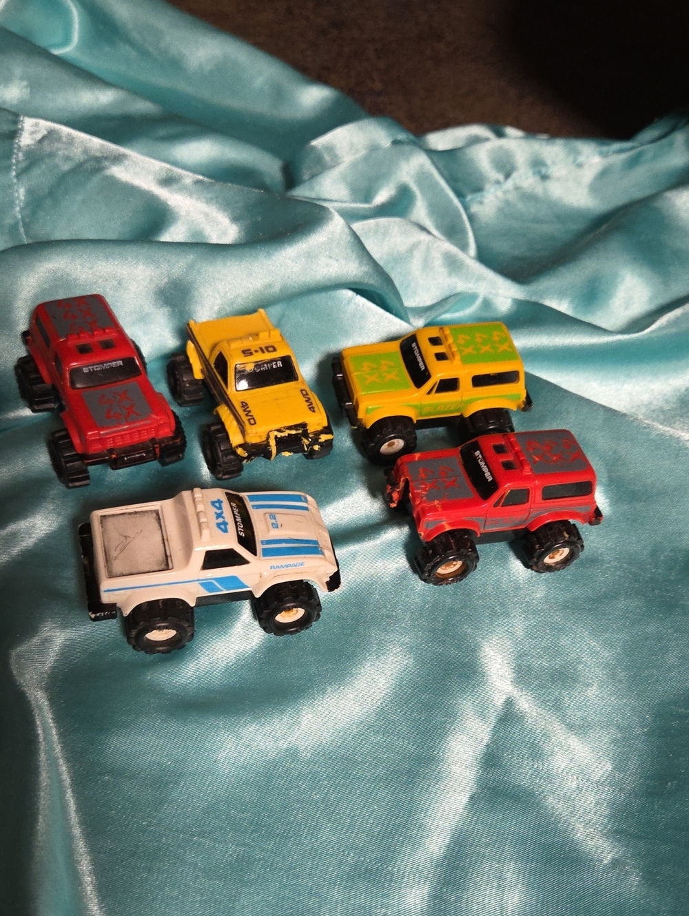 Assorted Kids Toy Monster Trucks - Red, Yellow, Green, White. Mcdonalds Toy Truc